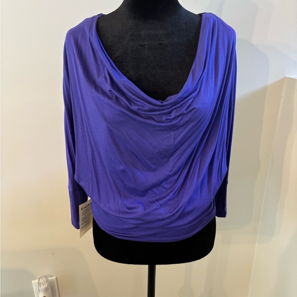 bebe Brand New Purple Cowl Neck Top in XXS.